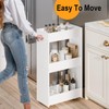 MARTY Wood Rolling Storage Cart 7.9" W, 3 Tier White