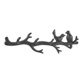 Danya B. Gancho decorativo de hierro fundido para pájaros en rama de árbol, color café oscuro, con 4 ganchos