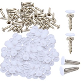 200 PCS White Screw Caps and Screws 100 Screws and 100 Caps, Screw Covers White for Cross Head Screw, Snap-In Cover Screw Caps White and Screw, White Screw Covers for Furniture Wardrobe Cabinet Shelf