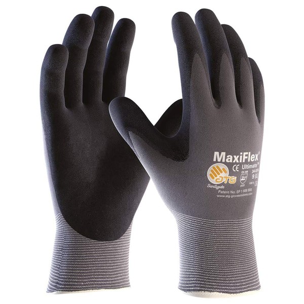 10 Pair MaxiFlex Ultimate nitrile foam palm coated work gloves,