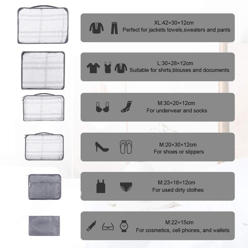 Packing Cubes for Suitcase 10 Sizes Suitcase Organizer Bags 10