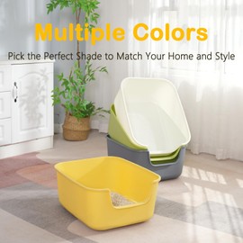 LoopTime Large Cat Litter Box with High Sides,Cat Boxes for Indoor Cats,Cat Litter Pan for Kitty,Litter Box with Low Entry,Easy to Clean,Anti-Splashing (White)