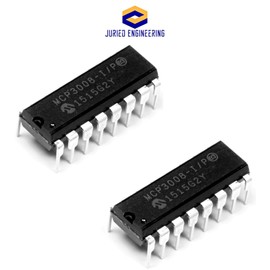 Juried Engineering Microchip MCP3008-I/P MCP3008 8-Channel 10-Bit A/D Converters SPI Breadboard-Friendly IC (Pack of 3)