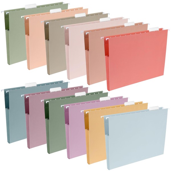 gisgfim 12 Pack Vintage Expanding Hanging File Folders Letter Size