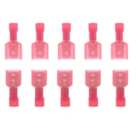 Ruidee 100Pcs Spade Terminals 22-16 AWG Fully Insulated Nylon Male/Female Quick Disconnect Electrical Wire Crimp Terminal Connectors（Red/UNSH)