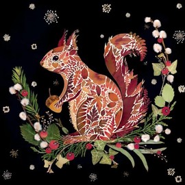 Christmas Cards Pack of 8 - Winter Squirrel - Artistic Wild Press Design by Helen Ahpornsiri - Eco-Friendly - Made in the UK