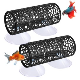 2 PCS Black Betta Fish Tunnel Tube, Betta Fish Toys Bettas Fishs Tunnel Hammock Bettas Tunnels Swim Tube, Soft Edged Bettas-Hammock Bed Bettas-Tank Accessories with Suction Cups for Hideout Play Area