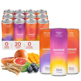 Moment Adaptogen Drink (Shark Tank) | NON-CARBONATED Non Alcoholic Drinks | Classics | L-Theanine & Ashwagandha for Calm & Clarity | 0 Added Sugar, 0 Caffeine | 12-pack