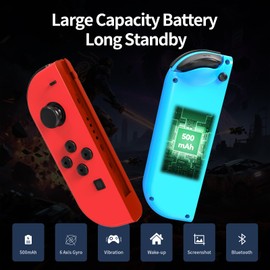 Wireless Controller for Switch Controller, Compatible With Switch/Lite/OLED, Wireless Controller Replacement Support Dual Vibration/Motion Control/Screenshot/Wake-up