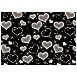 DHXXSC 10X8FT Black Heart Photo Backdrop Early 90s Party Decorations Old School Backdrops Valentine's Day Glitter Heart Happy Birthday Background Selfile Wall Decor DH-351