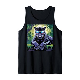 Black Panther Sunglass Girl Boys Vintage Black Panther Party Tank Top