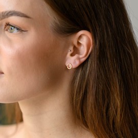Materia Cubic Zirconia Stud Earrings Gold – Women's Earrings Silver 925 Round SO-439 Gold