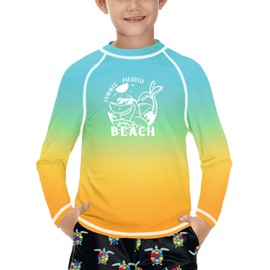 Kids Summer Surfing Rash Vest Sun Protection UPF 50+ Quick Drying Swimming Tops Beach Green Orange 5-6 Years