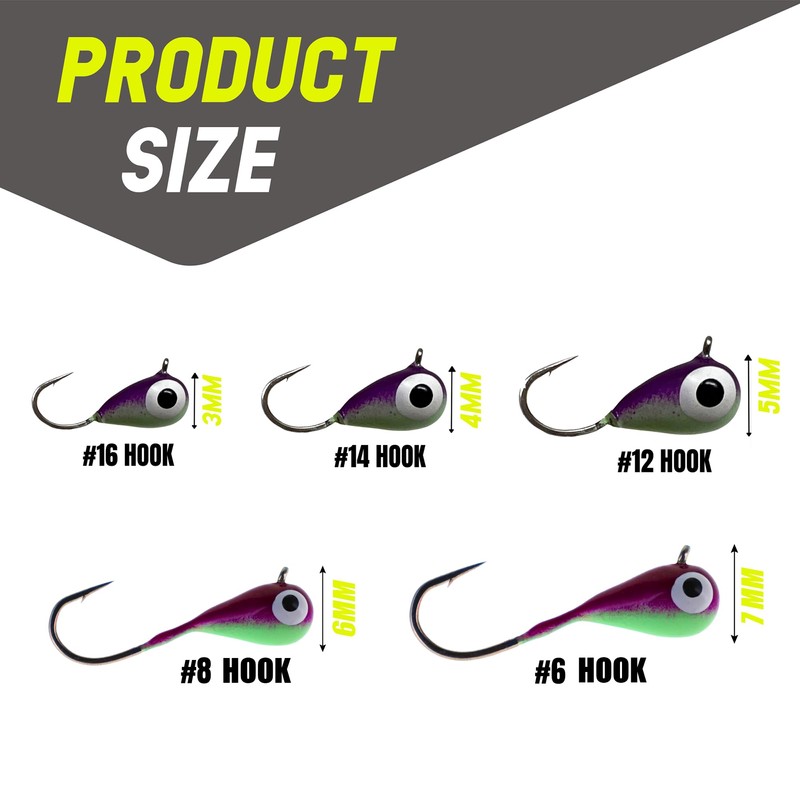 Reaction Tackle Wolfram-Eisvorrichtung, 6 mm, blau, leuchtend, 6er-Pack mit langem