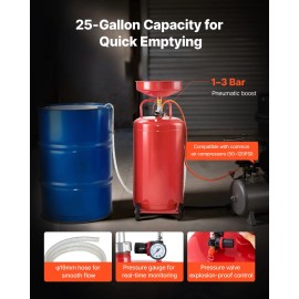 Uimoso 25-Gallon Portable Oil Drain Tank with Air-Operated System