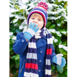Geyoga 3 Pairs of Children's Knitted Winter Full Finger Gloves, multicoloured