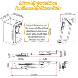 Mixer Lift for Cabinet Appliance Lift for Cabinet Without Soft-Close Spring Loaded for Cabinet Heavy-Duty for Kitchen Cabinet Appliance Lift with Locking Mechanism Mounting