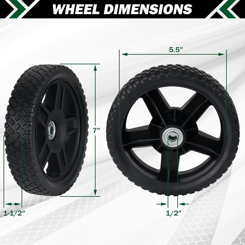 CheeMuii 4 Pcs 7 Inch Lawn Mower Wheels 4 Pack