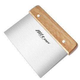 ALLTOP Dough Cutter – Premium Stainless Steel Food Scraper for Bread and Pastry – Bench Scraper with Ergonomic Wooden Handle – Multipurpose Kitchen Tool