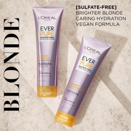 L'Oreal Paris Blonde Sulfate Free Shampoo for Color-Treated Hair, Neutralizes Brass + Balances, EverPure, 8.5 Fl Oz (Packaging May Vary)