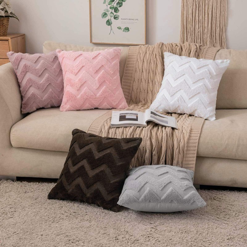 MIULEE Cushion Cover Wool Faux Fur Throw Pillow Case Wavy