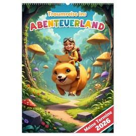 Traumreise ins Abenteuerland - Planer für Kinder (Wandkalender 2026 DIN A2 hoch), CALVENDO Monatskalender: Faszinierender Kinderplaner: Wo Kinderphantasie auf einzigartige Illustrationen trifft.