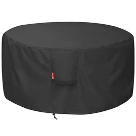 Sheechung Fire Pit Cover for Solo Stove Bonfire | Ranger Surround - Waterproof 600D Heavy Duty Round Patio Fire Table Bowl Cover Shelter Black (Round - 44”D x 24”H)-Fits 38-44 inch Firepit/Bowl