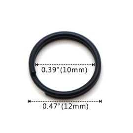 TI-MULTI (Ti) Titanium Black Key Holder Ring Black Lightweight Outer 10/12/14mm/20mm/25mm (12mm/10pcs)