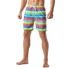 Unitop - Traje de baño para hombre por encima de la rodilla de secado rápido para hombre con forro de malla, Verde-251, 32