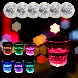 LED Coasters 6-Pack, 7 Colour Settings, Light Up Coasters for Bottles, Glasses, and Cups, Kitchen Accessories and Holiday Decor, Christmas Coasters, Gaming Nights