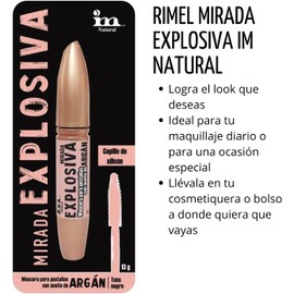 Rimel Mirada Explosiva Ime Natural By Gaero Shop Máscara Para Pestañas Con Aceite De Argán Tono Negro 13 g Cepillo Profesional