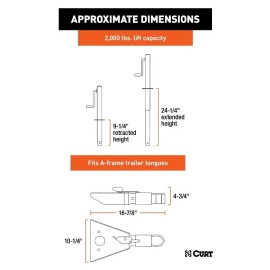 CURT 2K A-Frame Trailer Jack Side Handle w/ A-Frame Coupler for 2-5/16" Ball New