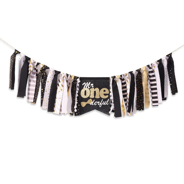 WAOUH Mr Onederful High Chair Banner - First/1st Birthday Decoration for Boy,Theme Garland for Birthday Party,Photo Booth Props (Mr Onederful High Chair Banner)