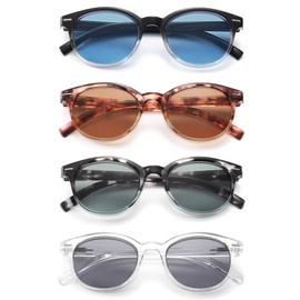 MODFANS Women Reading Glasses 4 Pack Sunglasses Readers Women Outdoor Blue Light Blocking Reading Glasses Anti Glare UV Filter Spring Hinge(Magnifying 0.75-Not Bifocals)