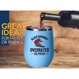 Luxe Gifting Snowboarding Blue Edition Wine Tumbler 12oz - Black diamond - Ski Snowboard Goggles Snowboarder Skiing Snowboarding Gift Skiers Hiking Mountain