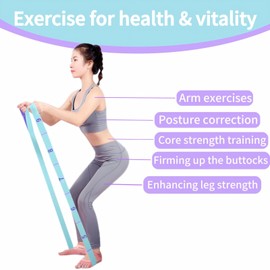 Bitcoraje Yoga Stretching Strap, Yoga Stretch Gurt mit 9 Schleifen, Hochelastischer Fitnessbänder, Fitness Stretchband, Band mit Schlaufen Gymnastikband, für Pilates, Tanz, Gymnastik