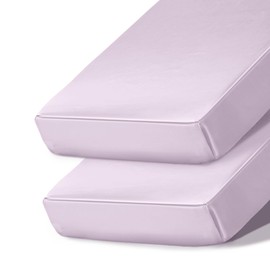 Ersmak 2 Pack Satin Crib Sheets for Baby, Silky Comfy Breathable Crib Sheets for Standard Crib and Toddler Mattresses (Lavender, 28 x 52 x 9 in)