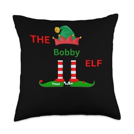The bobby elf shirt Christmas Santa Claus For Wome The Bobby Funny Christmas Pajama Family Matching Elf t-s Throw Pillow, 18x18, Multicolor