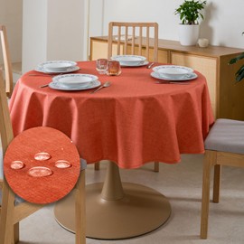 Outdoor Tablecloth Washable Round Diameter 160 cm Orange Diameter Garden Tablecloth Tablecloths Weatherproof Oilcloth Table Cloth Table Cloth Made in Italy for Outdoor Use Tablecloth