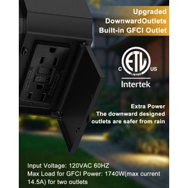 Porch Lights with GFCI Outlet, Dusk to Dawn Motion Sensor Outdoor Lights, 3 Lighting Modes Waterproof Anti-Rust Alunmium Outside Porch Wall Light, Exterior Light Fixture for House Garage Front Door