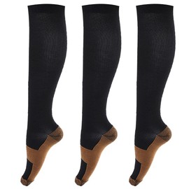 Dress Cici Women's Compression Socks for Runner And Nurses Etc Small Size (3 Pairs: Black), Asia Size S