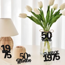 Balterever Class Of 1975 Reunion Decorations 24PCS 50th Class Reunion Tags Black 1975 Reunion Tags Decorations 50th Class Reunion Decorations for High School 50 Year Reunion Decorations