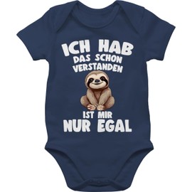 Shirtracer - Baby Bodysuit Boy Girl - Ich hab das schon verstanden ist mir nur egal I Funny Saying Sloth, 1 Navy Blue