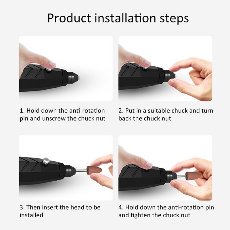 Electric Grinder Small Handheld Grinding Machine Carving Tool Black