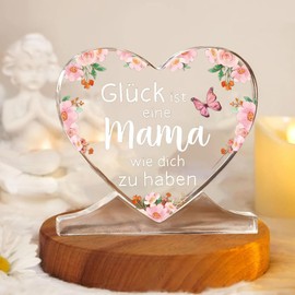HAFRILY Mother's Day Gifts for Mum Heart Shaped Acrylic Plaque Decoration Mum Gift from Daughter Son Birthday Gift for Mom
