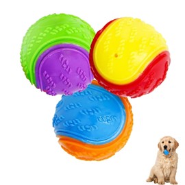 QOTSTEOS 3Pack Squeaky Dog Ball, Interactive Puppy Chew Toys for Large and Medium Sized Dogs, Multipack Pet Balls for Relieving Anxiety and Boredom,Training, Teeth Cleaning, Strong Sturdy