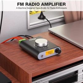 Facmogu S5000 FM Radio Receiver, 2025 Upgraded Professional Si4730 Radio Receiver Amp with 33ft Long Cables Adjustable Antenna, FM Stereo Antenna Mini Amplifier Global Frequency w/Bluetooth & AUX in