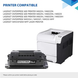 90X Black High-yield Toner Cartridge with CHIP (2-Pack) | Replacement for HP90X Toner 90A CE390A Works with Laser Enterprise 600 M602, M603 Series; Laser Enterprise M4555 MFP Series Printer | CE390X