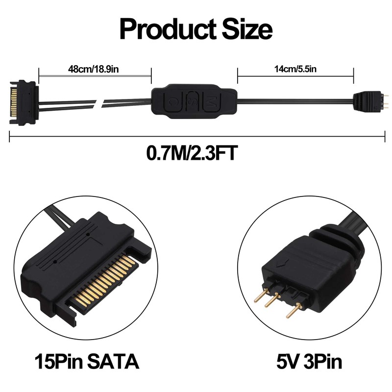 YARCHONN 5V 3PIN ARGB Controller RGB PC Fan Lighting Controller