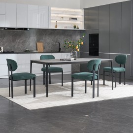 Modern Dining Room Chairs Set of 2, Mid-Century Upholstered Boucle Kitchen Dining Chairs with Black Metal Legscolor: beige, size: W19.29''*D21.45''*H31.89''